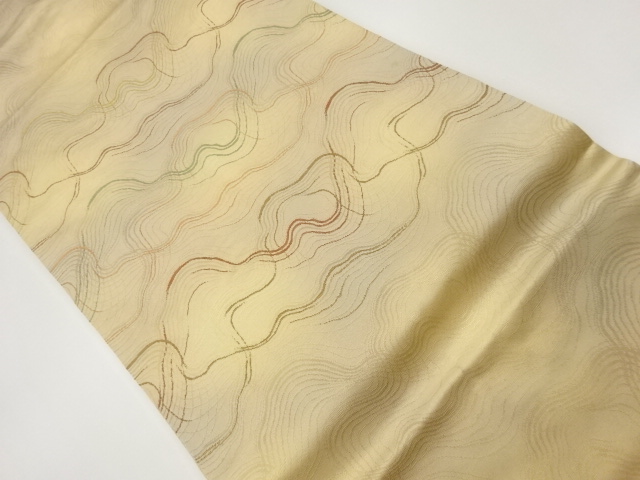 JAPANESE KIMONO / ABSTRACT CURVED PATTERN ORIGIDASHI NAGOYA OBI